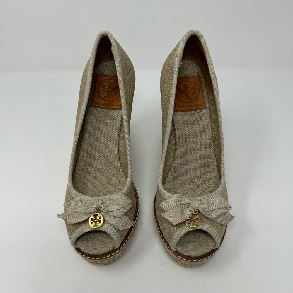 Tory Burch Linen Canvas Jackie Espadrille Wedges